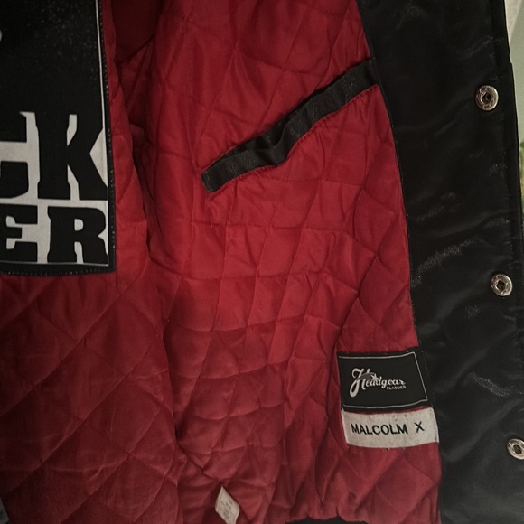 HEADGEAR CLASSICS - MALCOLM X POWER SATIN LONG SLEEVE BLACK AND WHITE JACKET - Picture 8 of 11